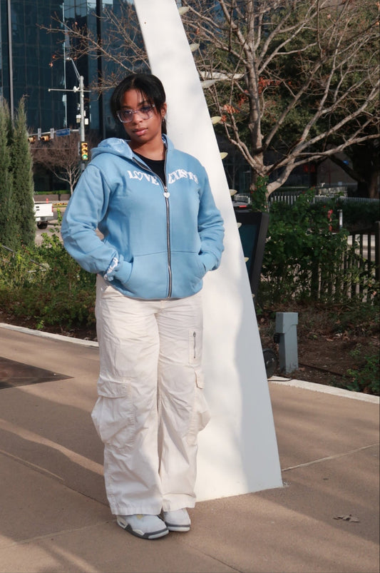 "Love Exists'" Jacket (Baby Blue)