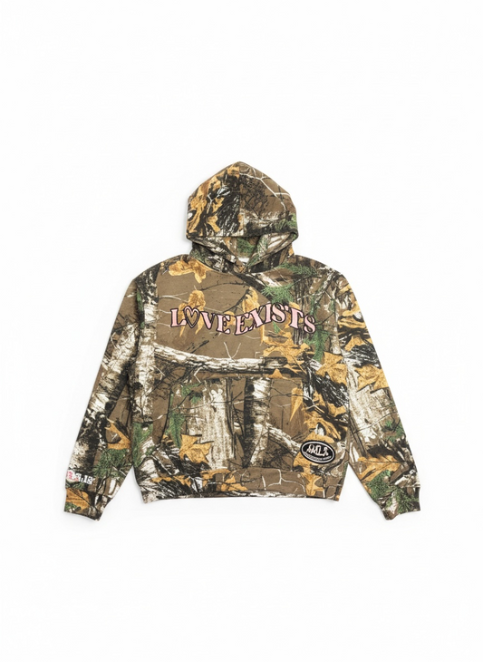 Camo "Love Exists" Hoodie (Pink)