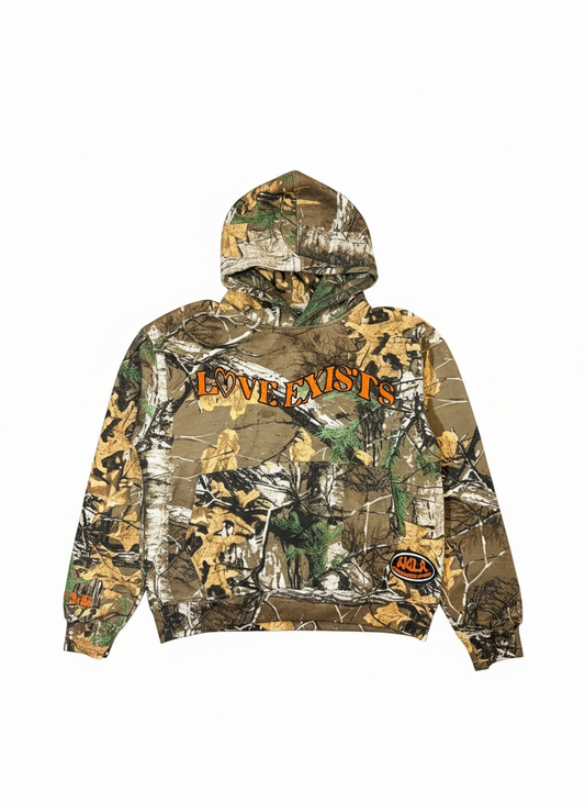 Camo "Love Exists" Hoodie (Orange)
